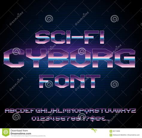 Sci Fi Retro Font Stock Vector Illustration Of Cyborg 86113898