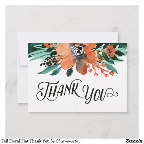 Fall Floral Flat Thank You Zazzle Fall Floral Custom Thank You