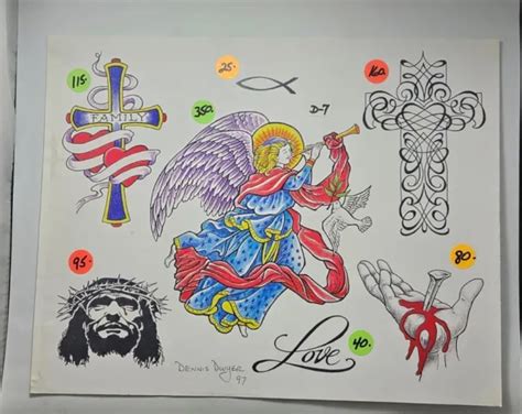 Vintage Misc Religious Tattoo Flash Sheet 600 Picclick