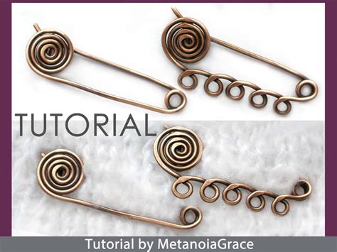 Spiral Safety Pin Tutorial, Wire Jewelry Tutorial, Kilt Pin Brooch Tutorial, Shawl Pin Tutorial ...