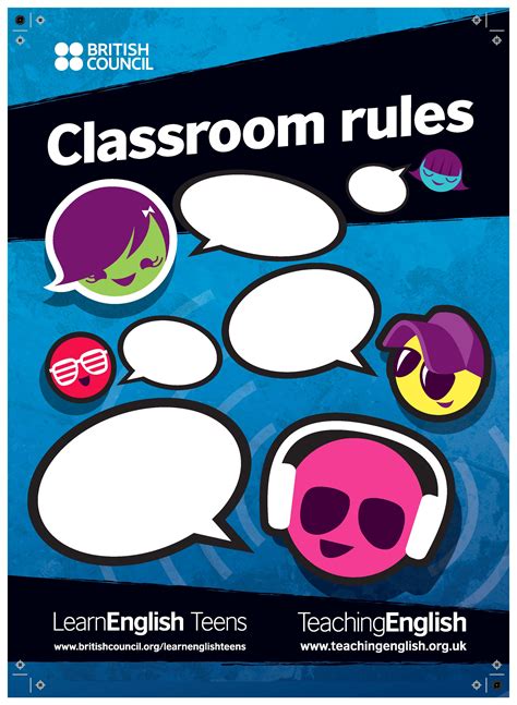 Teens Classroom Rules Posters Vibrant Blue Teachingenglish