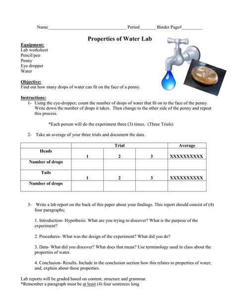 Https://wstravely.com/worksheet/properties Of Water Lab Worksheet
