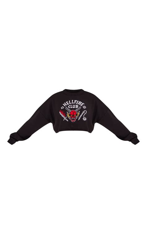 black stranger things hellfire club knit sweater prettylittlething usa