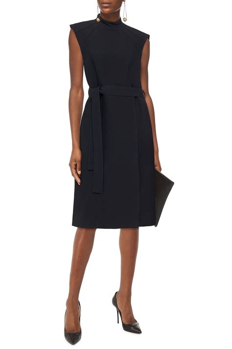 Burberry Belted Wool And Silk Blend Crepe Midi Dress The Outnet