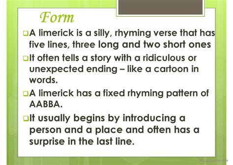 Limericks English Esl Powerpoints