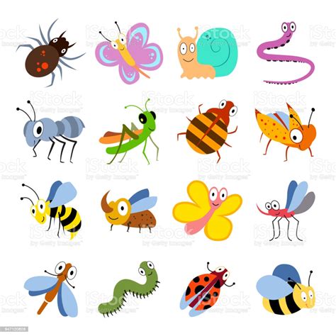 Cute And Funny Bugs Insects Vector Collection Cartoon