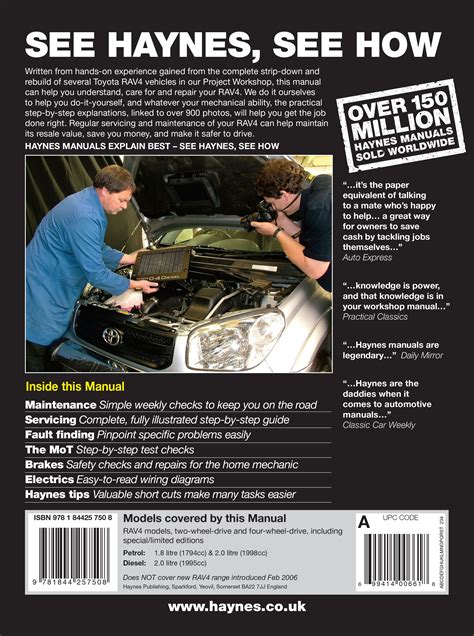Toyota Rav4 Haynes Repair Manuals And Guides