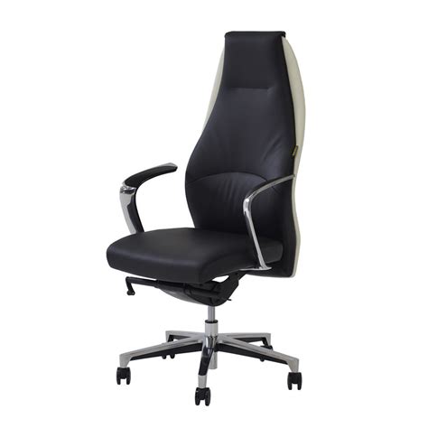 White office & conference room chairs : Prector Black/White Leather Desk Chair | El Dorado Furniture