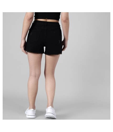 Buy Overs Denim Hot Pants Black Online At Best Prices In India Snapdeal