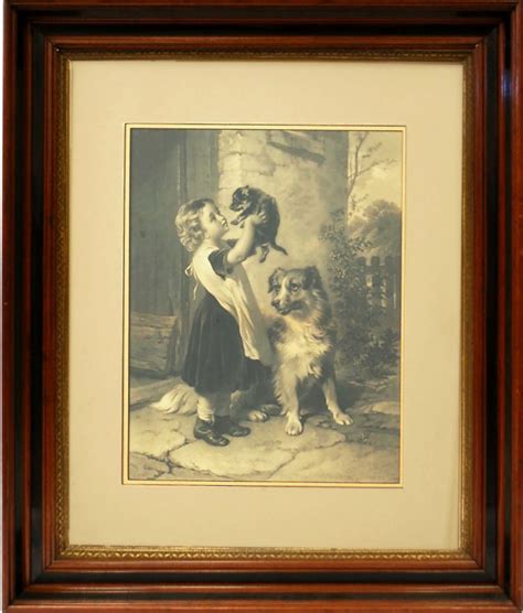 Antique Victorian Lithograph Print Of A Girl