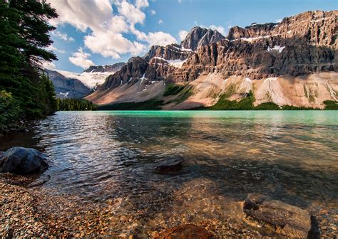 Lake Canada Parks Mountains Scenery Bow Jasper Crag Nature