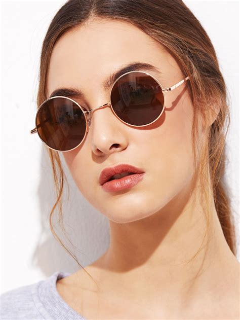 Gold Frame Brown Round Lens Sunglasses Round Lens Sunglasses Round
