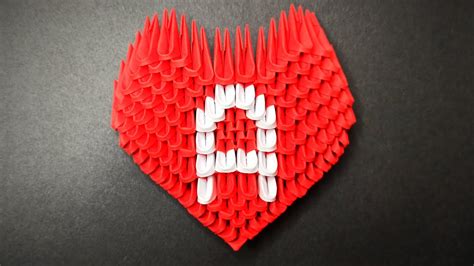 عمل قلب اوريغامي مع حرف A من الورق 3d Origami Heart Letter A Youtube