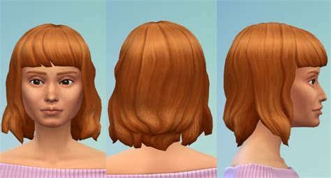 Mod The Sims Curly Bob With Bangs By Oepu ~ Sims 4 Hairs