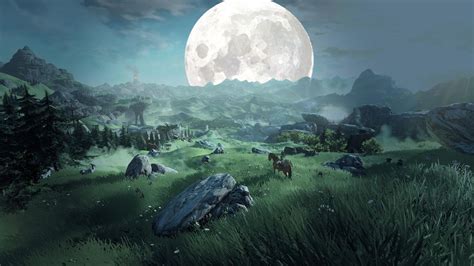 Landscape Green Fantasy Art Moon The Legend Of Zelda Wallpapers Hd
