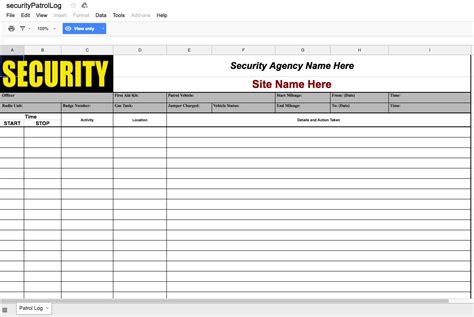 Editable Security Patrol Log Template Fill Print Download Law Forms In