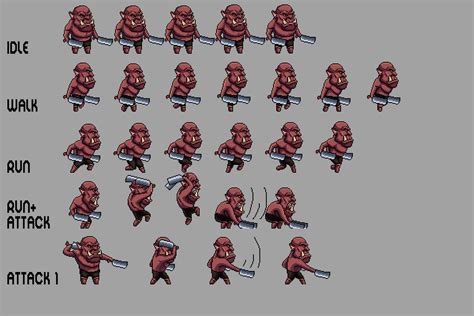 Free Orc Sprite Sheets Pixel Art By 2d Game Assets On Dribbble