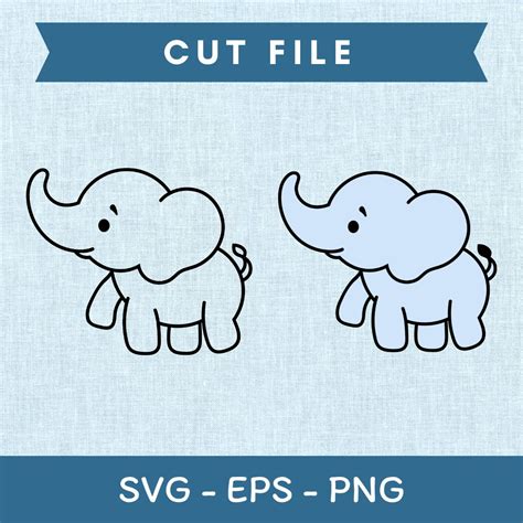 Cute Baby Elephant Svg Clipart Cut File Png Eps Vector Decal Ph
