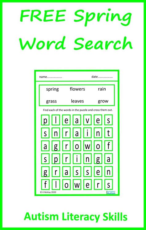 Free Large Print Simple Word Search Spring Theme
