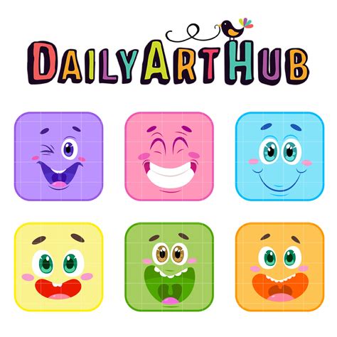 Square Smiley Faces Art Set Daily Art Hub Graphics Alphabets And Svg