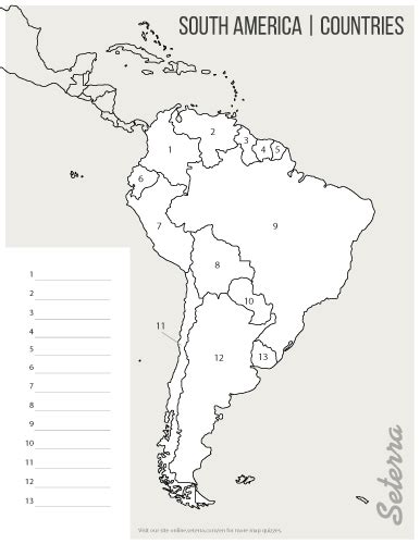 03 Printable South America Countries Map Quiz Pdf Montessori
