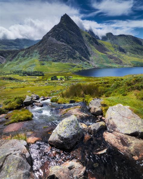 Tryfan In Snowdonia Clouds Around Its Shoulders North Wales Uk Oc