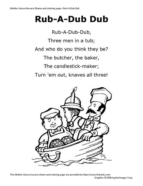 Rub a dub dub (or dub a dub dub) is a short nursery rhyme. Pin on Nursery Rhymes