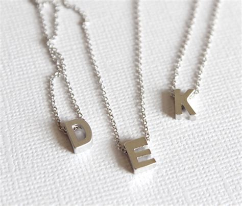 silver initial necklace letter necklace personalized etsy