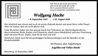 Traueranzeigen von Wolfgang Macke | Trauer-in-NRW.de