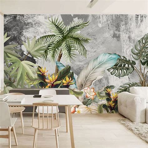 Custom Mural Wallpaper Modern Abstract Art Leaf Plant Bvm Home