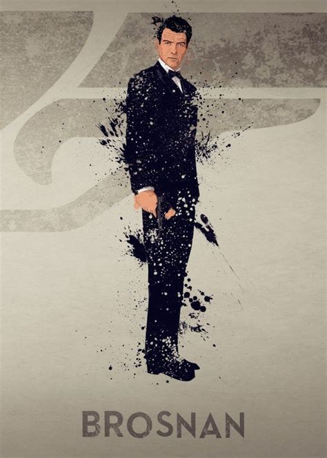 James Bond Pierce Brosnan Displate Artwork By Artist Stewart Wood