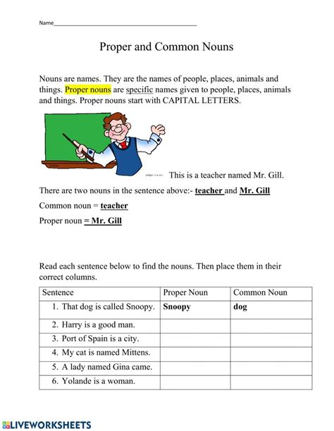 Proper And Common Nouns Practice Worksheet Common And Proper Nouns