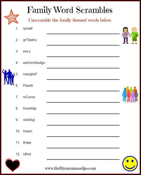 Usually, those words are related to a picture that involves a scenario beside the quiz. Family Puzzle Word Game Printable - Thrifty Mommas Tips