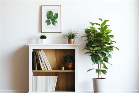 Premium Photo Potted Plant Sitting On Top Of Wooden Shelf Next To