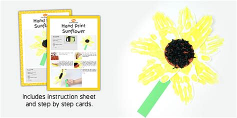 Hand Print Sunflowers Craft Instructions Spring Activity