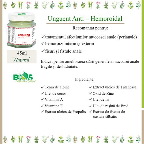 Anti Hemoroidal 45 Ml Unguent Pentru Hemoroizi Si Fisuri Anale Cu Efect Rapid ⋆ Bios Mineral