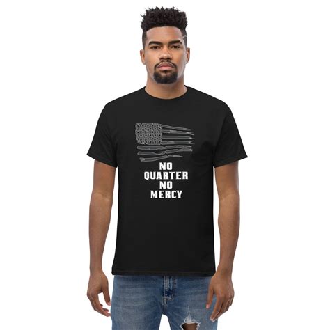 Black American Flag Tshirt No Quarter Given No Mercy Unisex Etsy