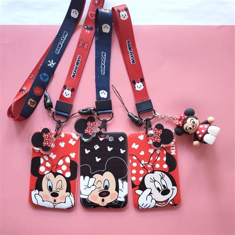 Disney Mickey Mouse Neck Strap Lanyards Keychain Badge Holder Pvc