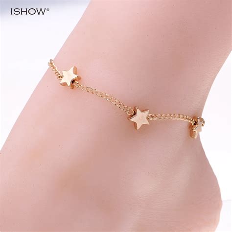 Stars Gold Color Thin Chain Anklet Ankle Bracelet Foot Jewelry Barefoot