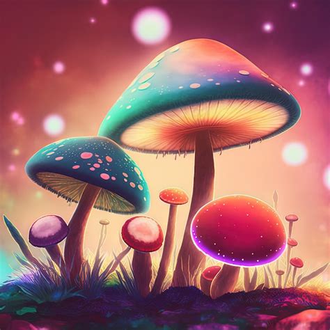 Premium Photo Psychedelic Magic Mushrooms In Bright Neon Colors