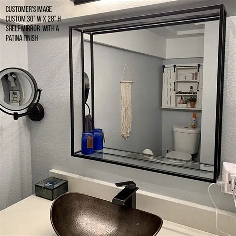 Modern Industrial Steel Metal Double Framed Bathroom Mirror With A