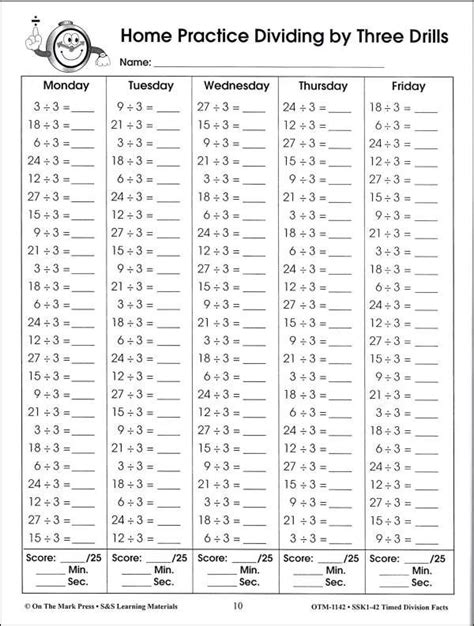 Printable Multiplication Timed Tests