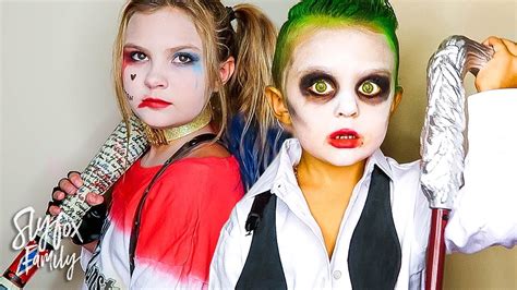 Kids Become Real Life Suicide Squad Harley Quinn And The Joker Dress Up