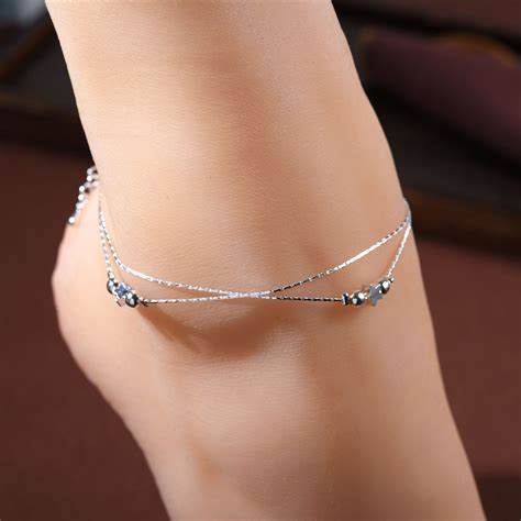 2016 Women Silver Plated Anklet Bead Ankle Bracelet Fashion Anklets For Women New Foot Jewelry