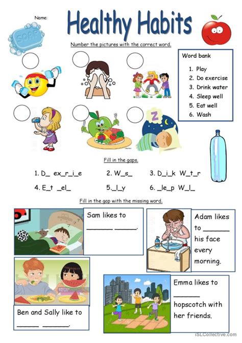 Healthy Habits Worksheet English Esl Worksheets Pdf And Doc