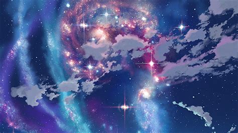  Art Trippy Anime Space Galaxy Nebula Stars Blue Pink
