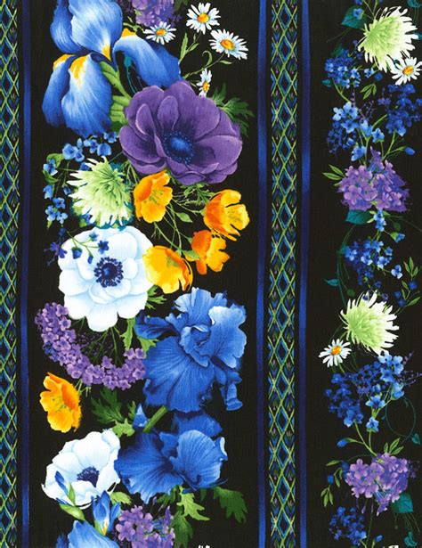 Reverie Floral Border Stripe Fabric Kaleidoscope Quilting