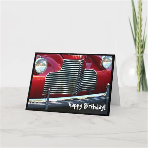Happy Birthday Red Classic Car Greeting Card