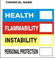 RIGHT TO KNOW CHEMICAL NAME HEALTH FLAMMABILITY INSTABILITY LABEL