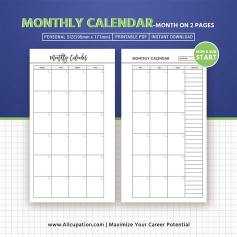 2 Page Monthly Calendars 2022 Monthly Planner Template For Excel